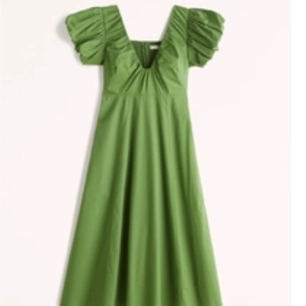 Abercrombie Puff Sleeve Green Midi Dress